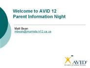 Welcome to AVID 12 Parent Information Night