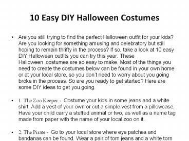 10 Easy DIY Halloween Costumes