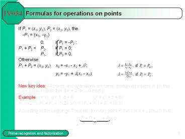 Formulas for operations on points