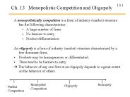 Ch. 13  Monopolistic Competition and Oligopoly