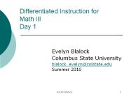 Differentiated Instruction for Math III Day 1