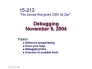 Debugging November 9, 2004