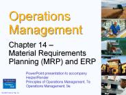 Material Requirements Planning (MRP) and ERP