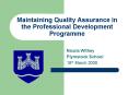 Maintaining Quality Assurance in the Professional Development Programme PowerPoint PPT Presentation