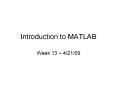 Introduction to MATLAB PowerPoint PPT Presentation