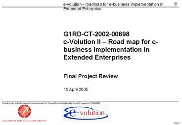 G1RD-CT-2002-00698 e-Volution II 