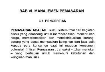 BAB VI. MANAJEMEN PEMASARAN