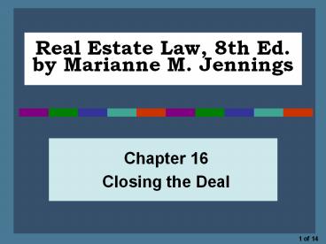 Real Estate Law, 8th Ed. by Marianne M. Jennings