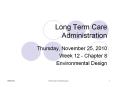 Long Term Care Administration PowerPoint PPT Presentation