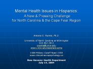 Mental Health Issues in Hispanics: A New
