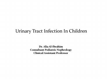 Urinary Tract Infection In Children