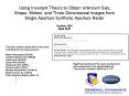 Using Invariant Theory to Obtain Unknown Size, Shape, Motion, and Three-Dimensional Images from Single Aperture Synthetic Aperture Radar  October 2005 Mark Stuff PowerPoint PPT Presentation
