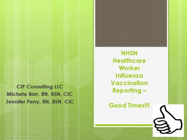 NHSN Healthcare Worker Influenza Vaccination Reporting 