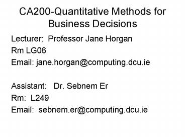 CA200-Quantitative Methods for Business Decisions