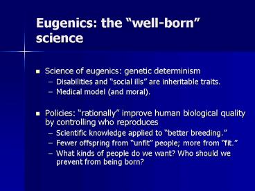 Eugenics: the 