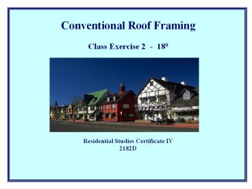 Conventional Roof Framing