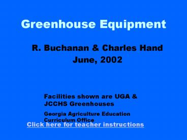 Greenhouse Equipment