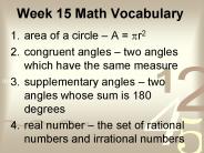 Week 15 Math Vocabulary
