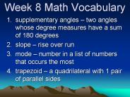 Week 8 Math Vocabulary