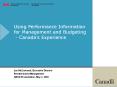 Using Performance Information for Management and Budgeting - Canada PowerPoint PPT Presentation