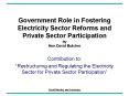 Government Role in Fostering Electricity Sector Reforms and Private Sector Participation by Hon David Butcher PowerPoint PPT Presentation