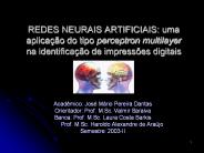 REDES NEURAIS ARTIFICIAIS: uma aplica