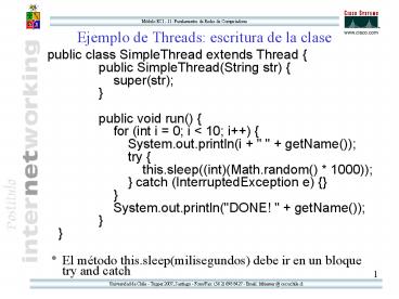 Ejemplo de Threads: escritura de la clase