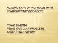 Nursing Care of Individual with Genitourinary Disorders:  Renal Trauma Renal Vascular Problems Acute Renal Failure PowerPoint PPT Presentation