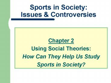 Sports in Society: Issues