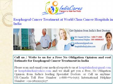Esophageal Cancer Treatment in India