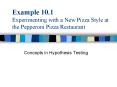 Example 10.1 Experimenting with a New Pizza Style at the Pepperoni Pizza Restaurant PowerPoint PPT Presentation