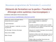 Nouveaux programmes de Terminales S rentr