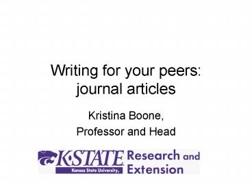 Writing for your peers:  journal articles