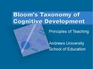 Bloom's Taxonomy of Cognitive Development