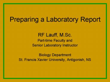 Preparing a Laboratory Report