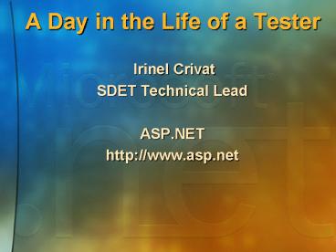 A Day in the Life of a Tester