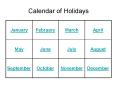 Calendar of Holidays PowerPoint PPT Presentation