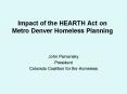 Impact of the HEARTH Act on Metro Denver Homeless Planning PowerPoint PPT Presentation