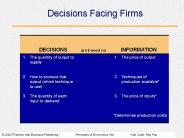 Decisions Facing Firms