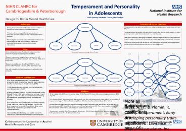 Temperament and Personality in Adolescents