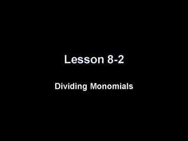 Dividing Monomials