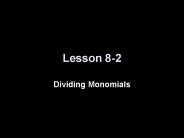 Dividing Monomials