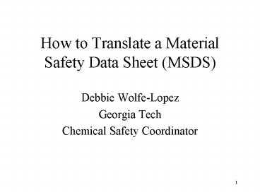 How to Translate a Material Safety Data Sheet (MSDS)