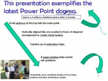 This presentation exemplifies the latest Power Point dogma.