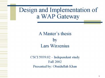 Design and Implementation of a WAP Gateway