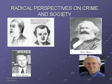 RADICAL PERSPECTIVES ON CRIME AND SOCIETY