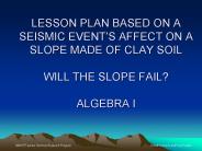 LESSON PLAN BASED ON A SEISMIC EVENT