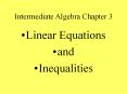 Intermediate Algebra Chapter 3 PowerPoint PPT Presentation