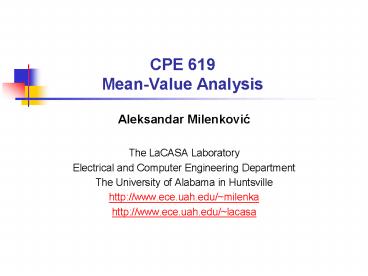 CPE 619 Mean-Value Analysis