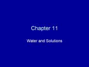 Water and Solutions